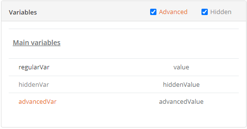 advanced hidden variables