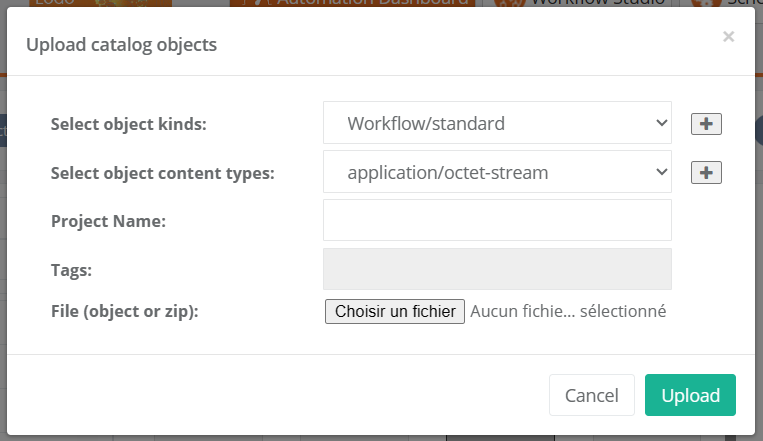 upload catalog objects